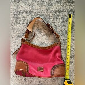 DOONEY & BOURKE Pink & Brown Pebbled Leather Shoulder Hobo Hand Bag